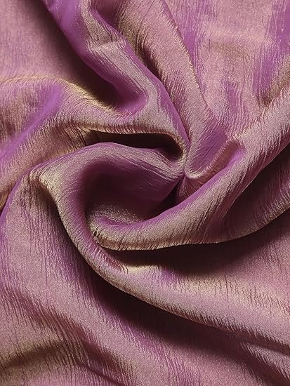 Dress & Dazzle Women’s Dusty Mauve Crepe Organza Saree with Sequins & Cutdana Embellished Border and Pallu - Image 4