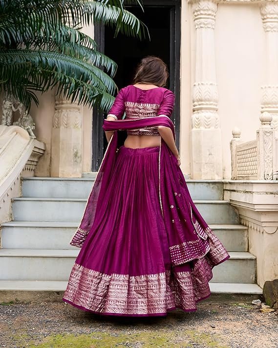 LooknBook Art Women's Wedding Lehenga Choli (Wine) - Image 4