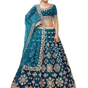 Zeel Clothing Art Women Silk 's Sequins Zari Embroidered Georgette Semi-Stitched Lehenga Choli Set With Dupatta (500-Wedding-Bridal-Latest-New-Stylish)