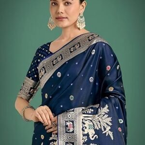 Fashion Women's Gorgeous Banarasi Designer Satin Silk Rich Zari Woven Pallu & Unsttiched Blouse Piece (14500_Color)