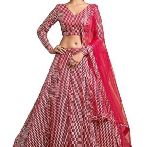 Zeel Clothing Women's Net Lehenga Choli With Dupatta Semi-Stitched
