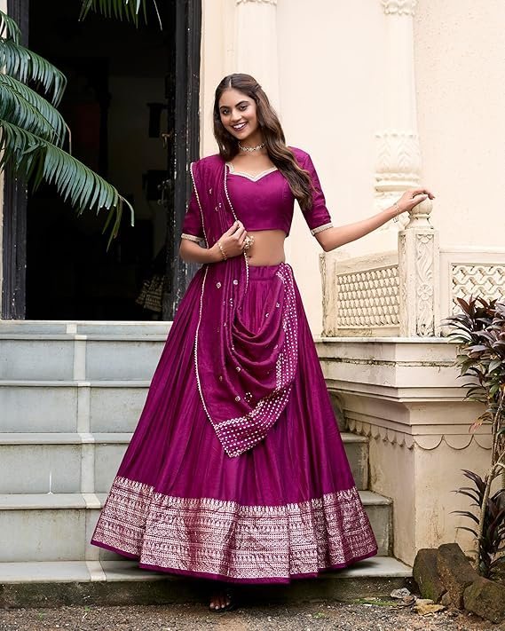 LooknBook Art Women's Wedding Lehenga Choli (Wine) - Image 3