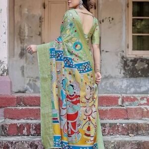 Kalamkari Printed Saree With Unstitched Blouse Piece
